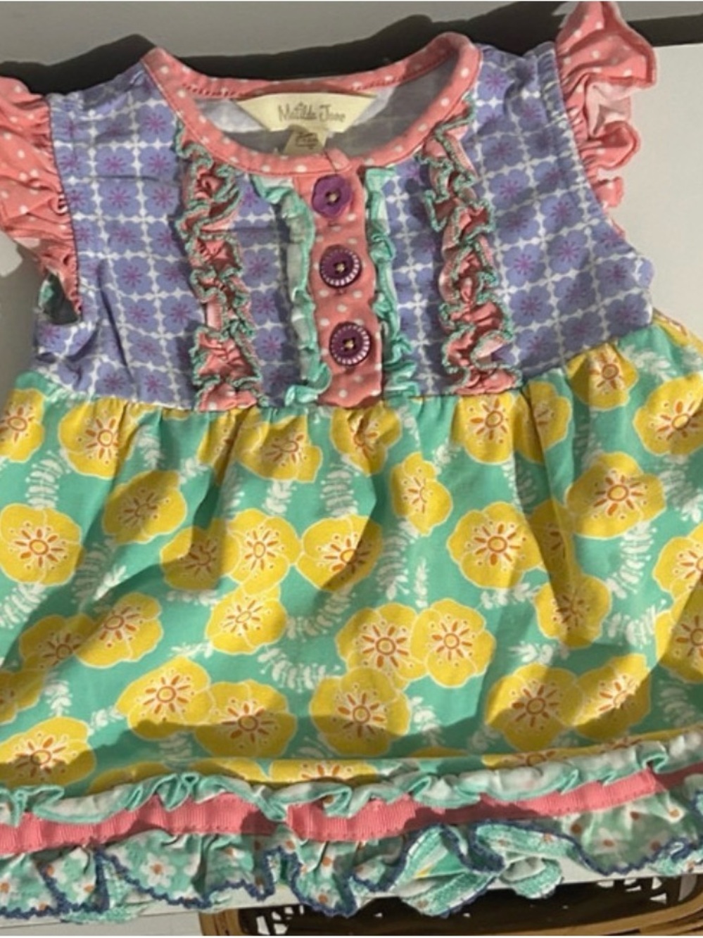 Matilda Jane Floral Ruffle Dress - Yellow, Aqua & Lavender